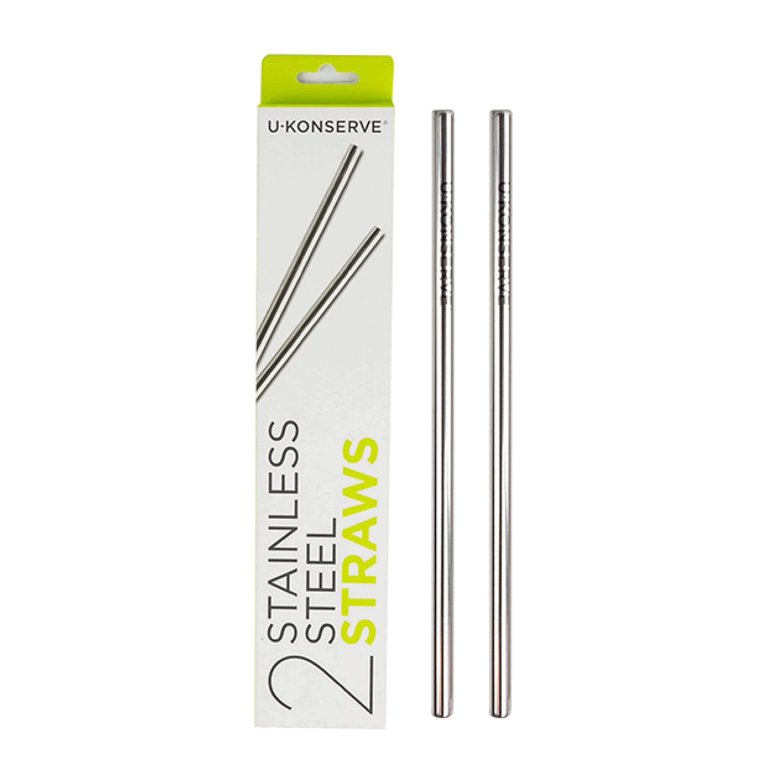 Front view of U-Konserve stainless steel straws set of two 8.5 inches