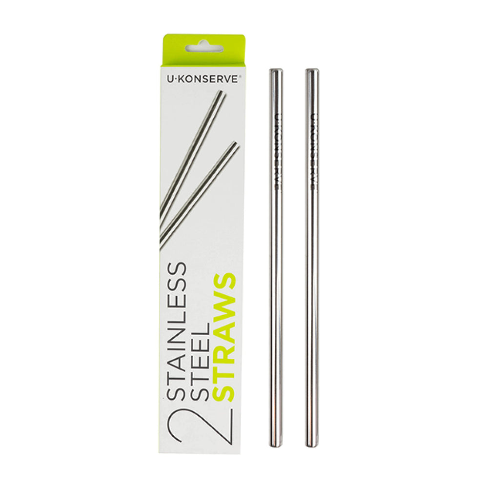 Front view of U-Konserve stainless steel straws set of two 8.5 inches