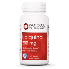 Ubiquinol 200mg softgels bottle front label