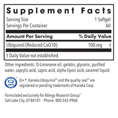 Ubiquinol 100mg softgels bottle on white background