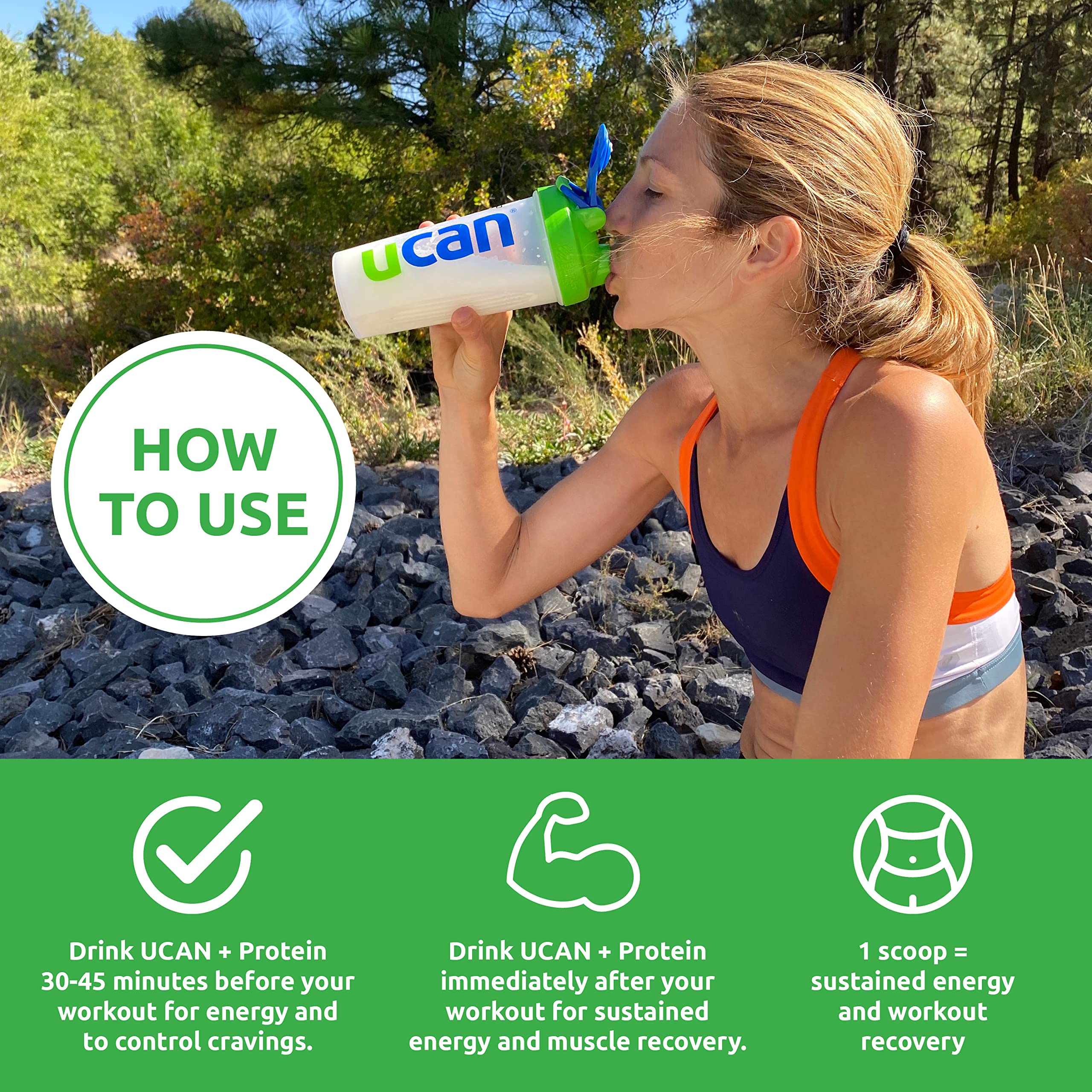 UCAN energy powder on kitchen counter suggesting no sugar lifestyle.