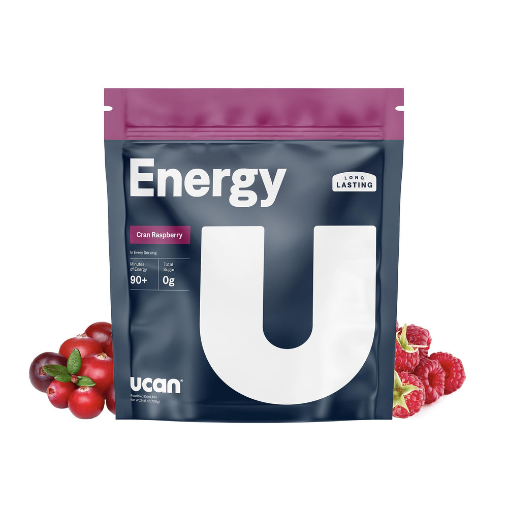 UCAN Energy Powder Cran-Raz bottle promotes steady energy for workouts