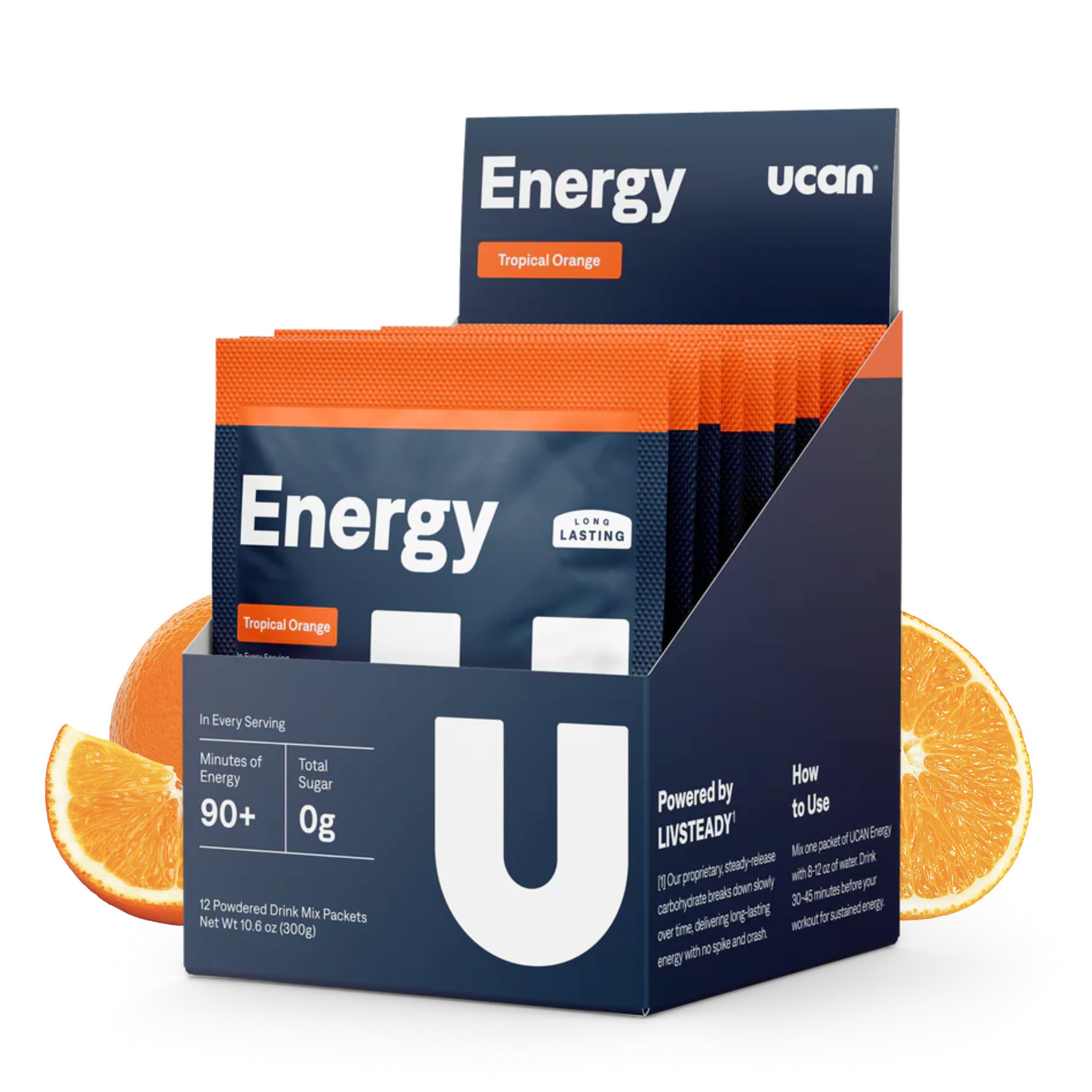 UCAN Energy Powder Tropical Orange canister front for sustained, crash-free fueling.