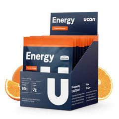 UCAN Energy Powder Tropical Orange canister front for sustained, crash-free fueling.
