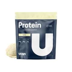 UCAN Energy + Plant Protein Powder vanilla tub closeup for steady fueling
