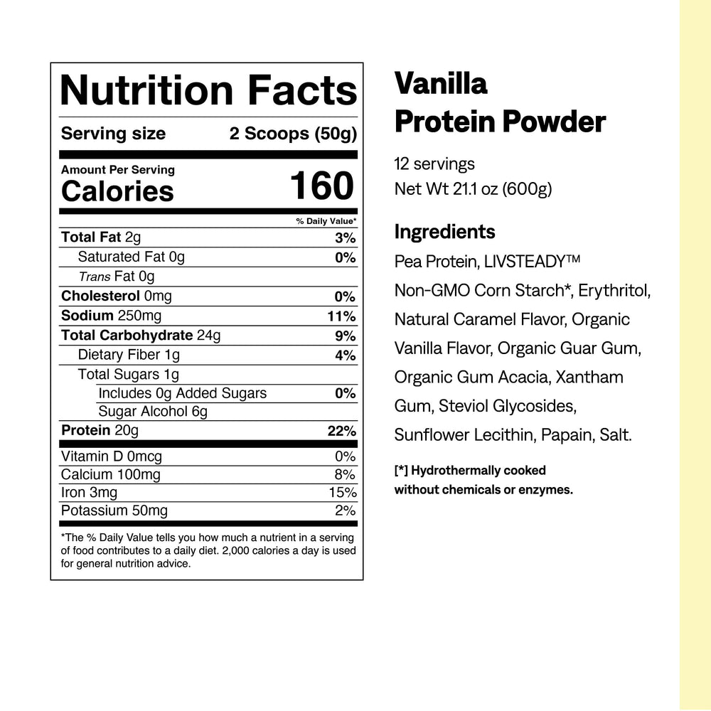 UCAN Energy + Plant Protein Powder vanilla tub with supplements on display
