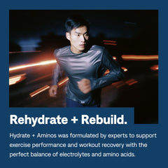 Back nutrition label of UCAN Hydrate + Aminos Orange 20-serving bag