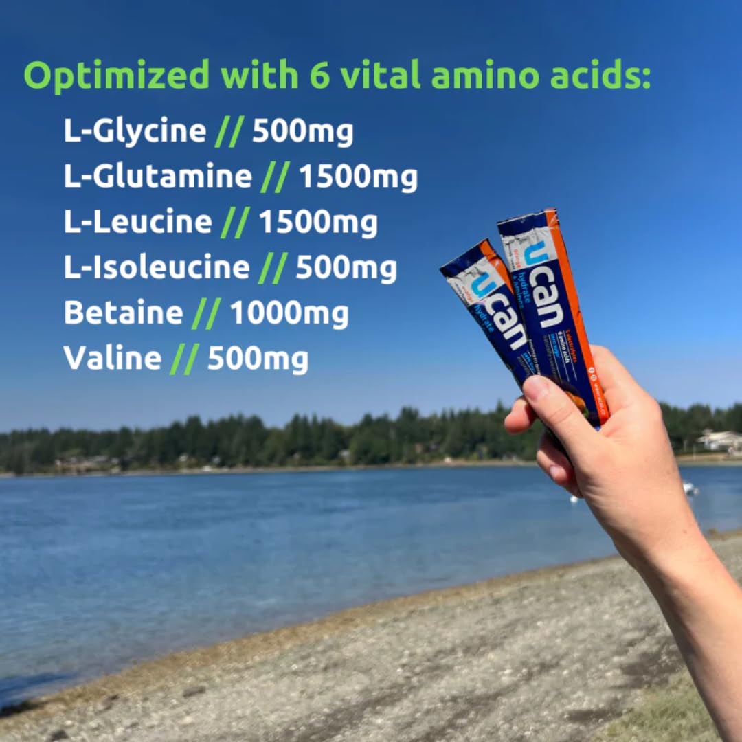 EAAs and BCAAs amino acids graphic for UCAN Hydrate + Aminos Orange
