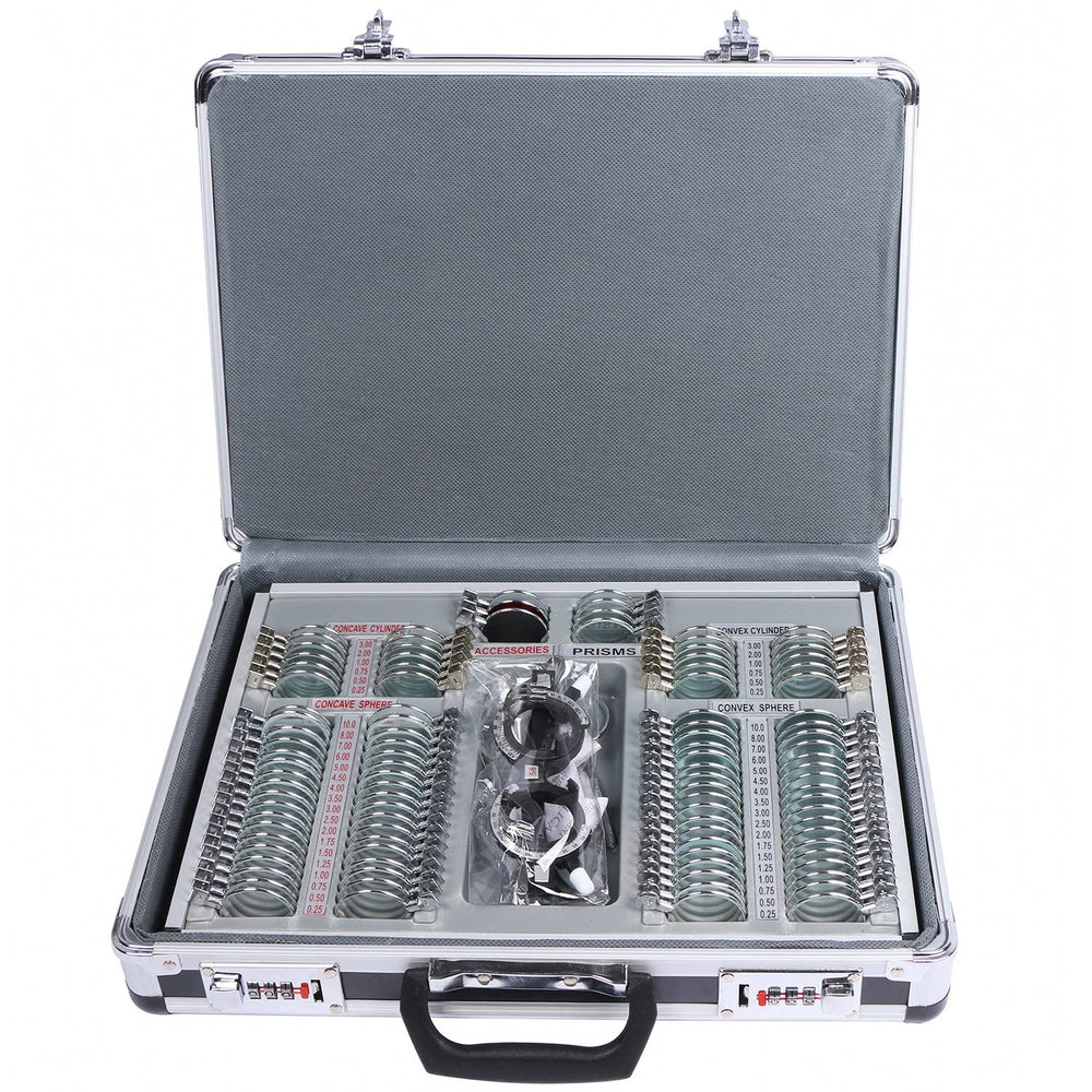 Front view of UCanSee 104 trial lens set with metal rims