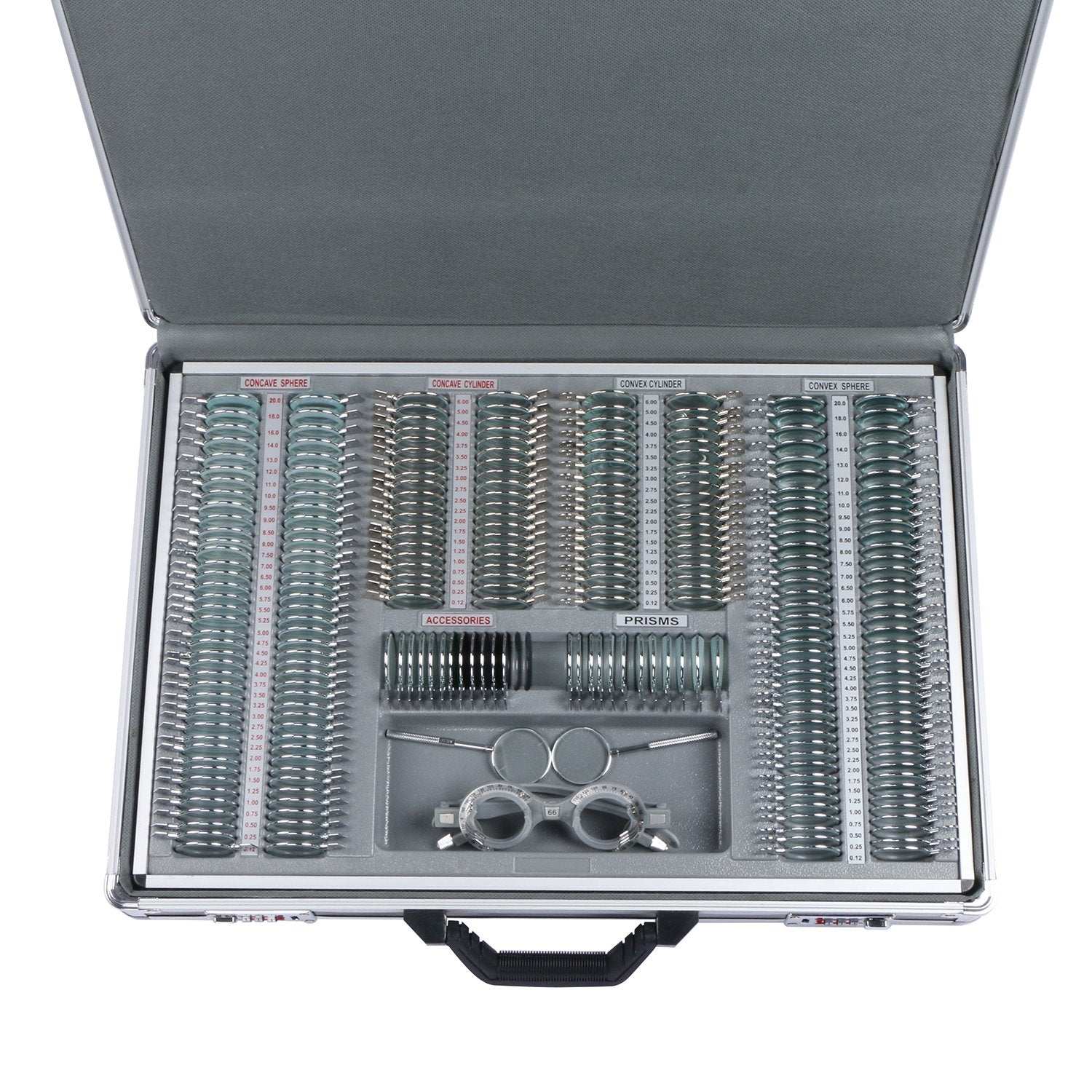 UCanSee 266-piece optical trial lens set in a metal rim case