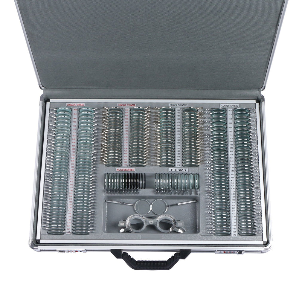 UCanSee 266-piece optical trial lens set in a metal rim case