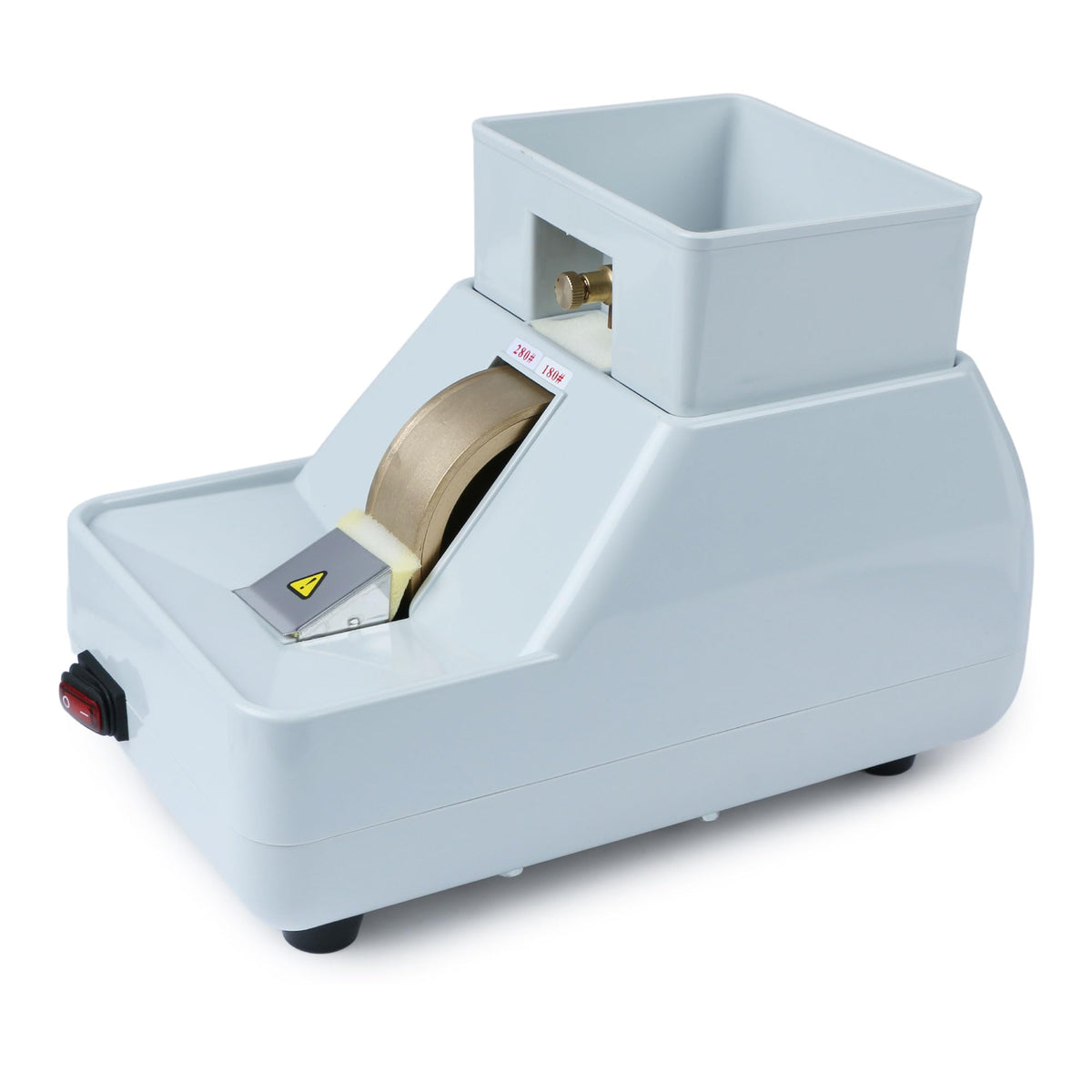 Front view of UCanSee Manual Lens Edger with diamond grinding wheel