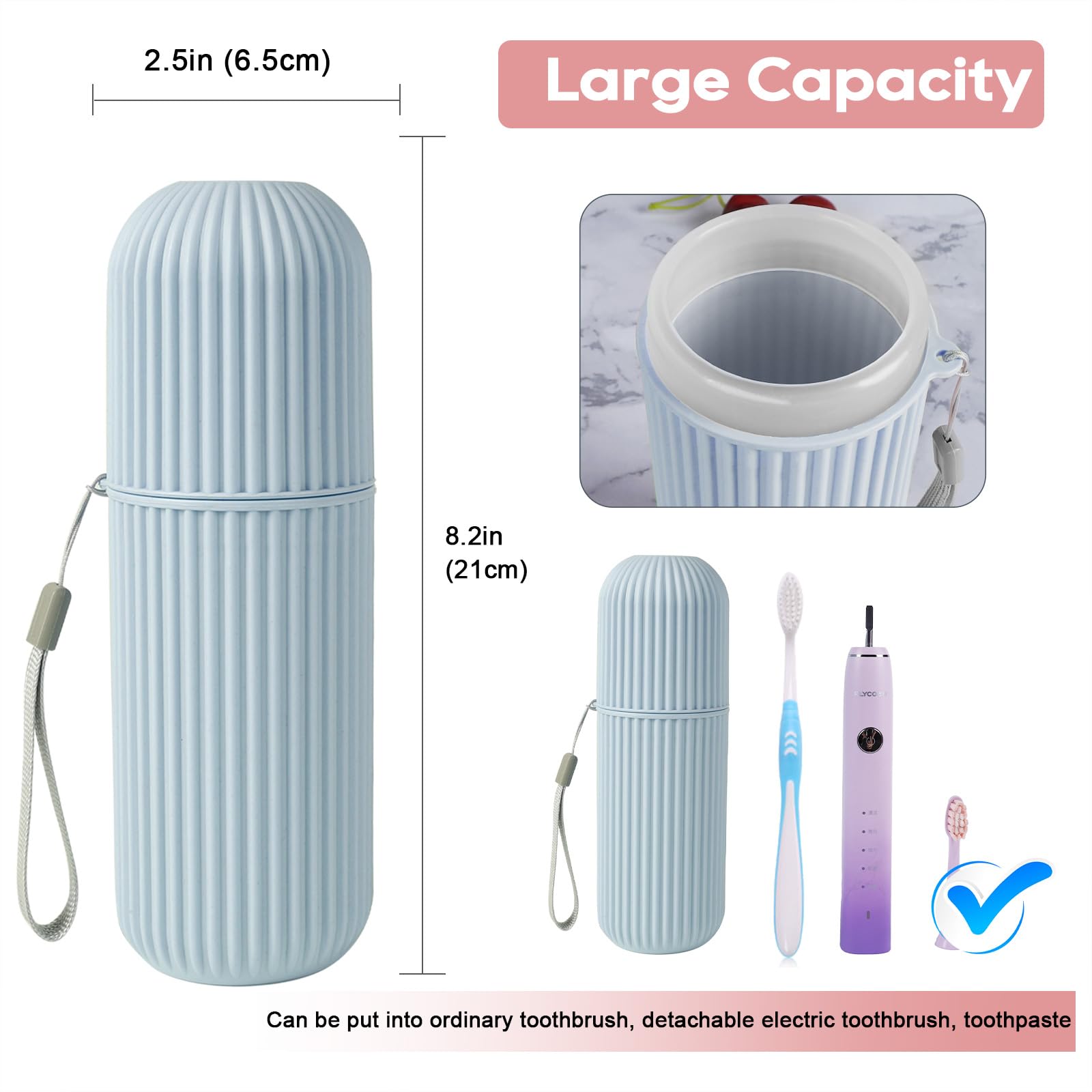 Open view of blue travel case side