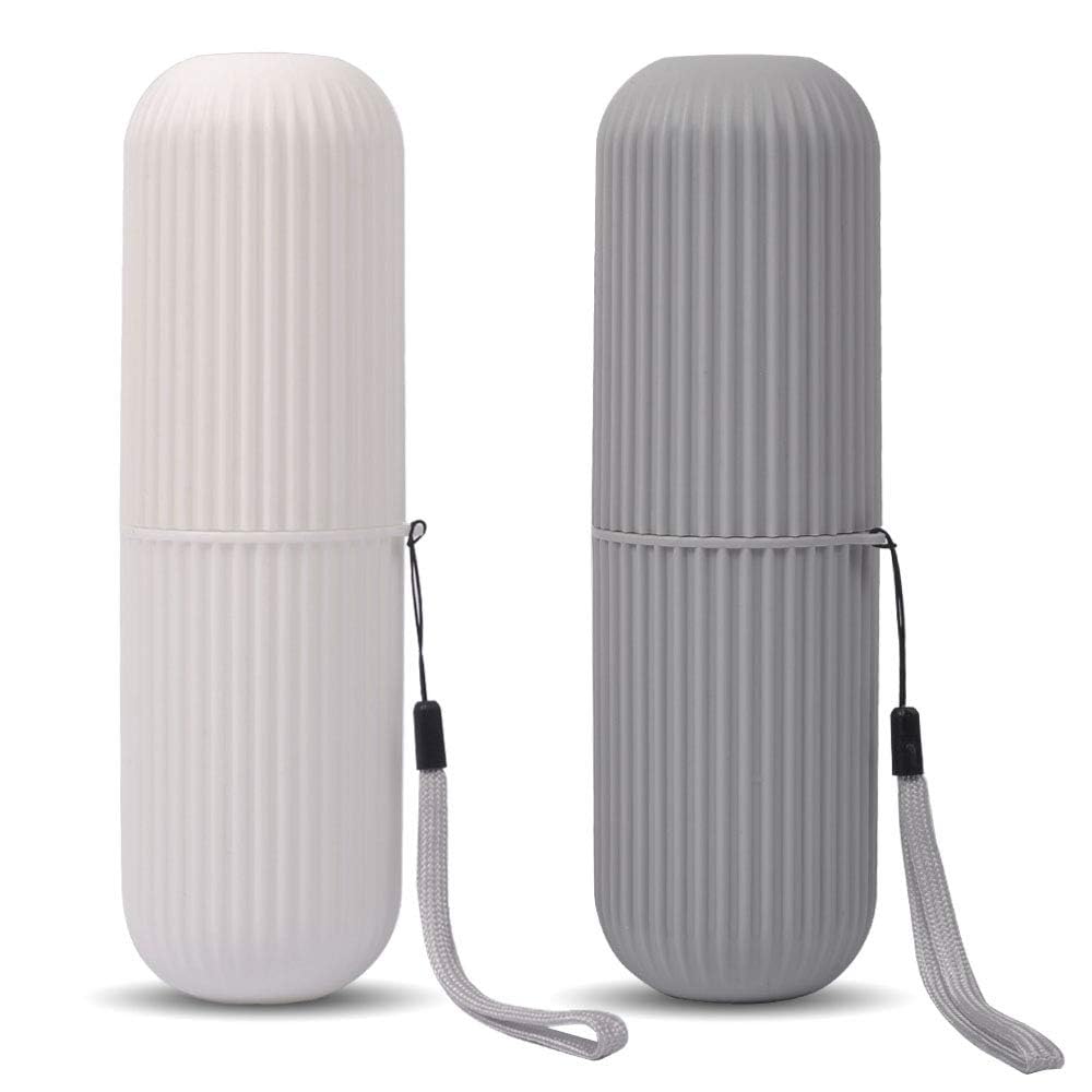 UCEC toothbrush case for travel in grey and white (2-pack)