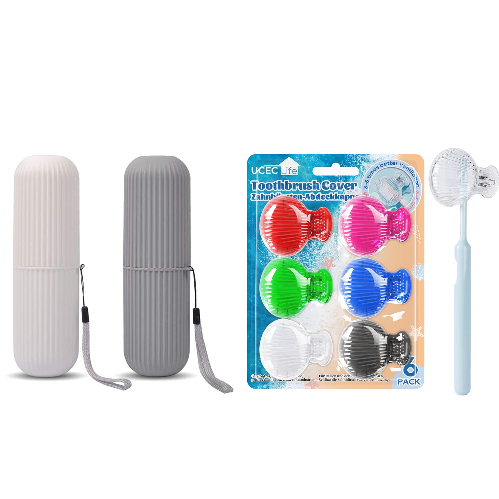 Front view of UCEC 2 Pack Toothbrush Travel Case