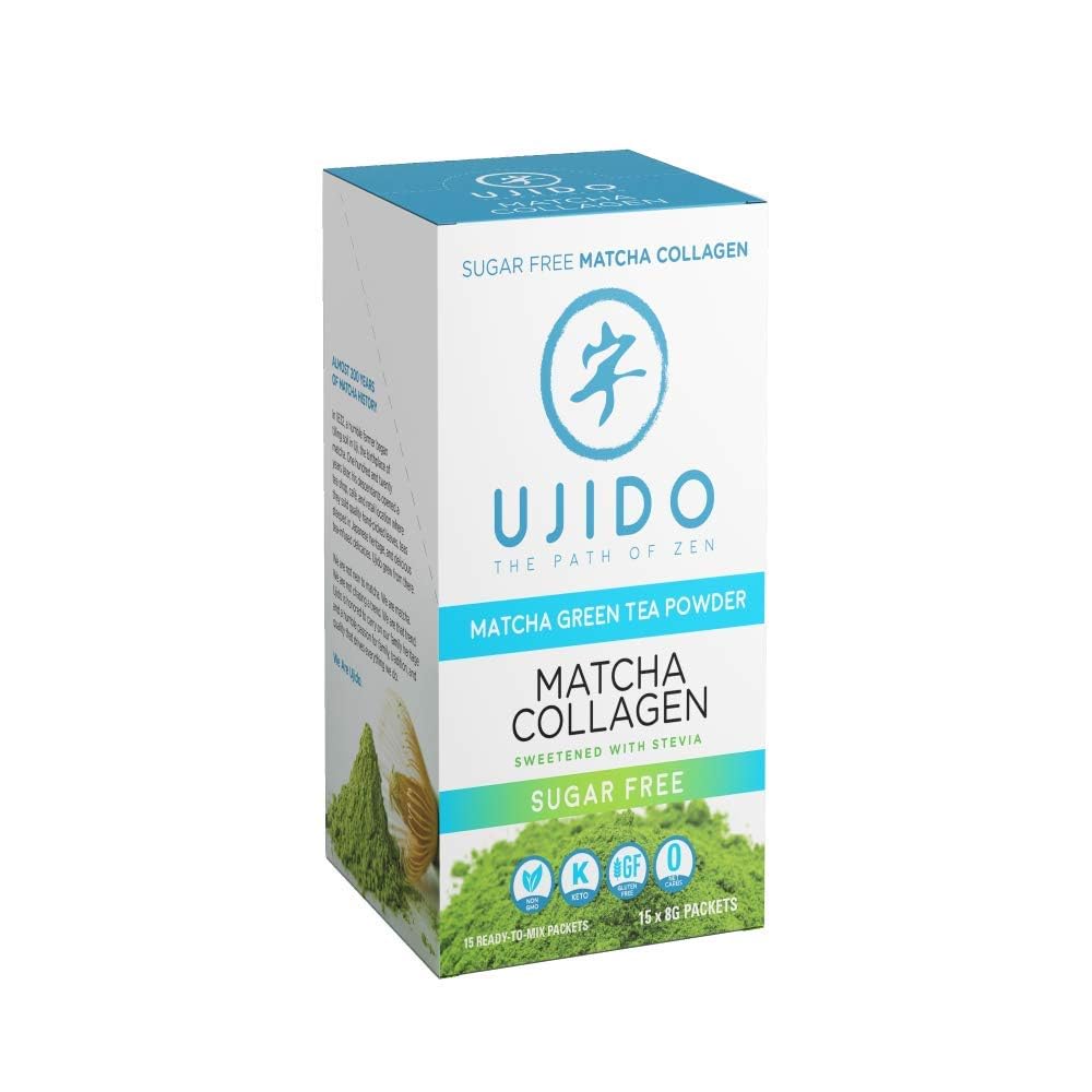 Front packaging of Ujido Matcha Collagen 8g x 15 packets
