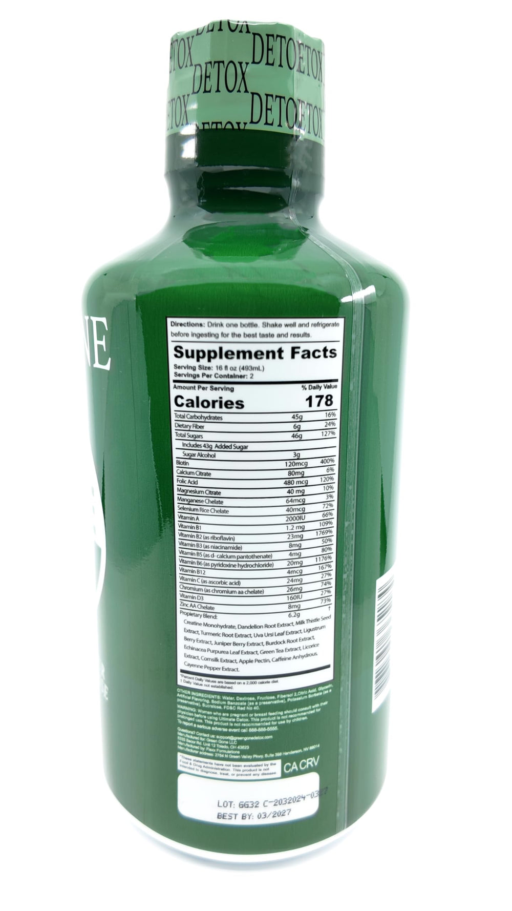 Product packaging label for Ultimate Detox Fruit Punch