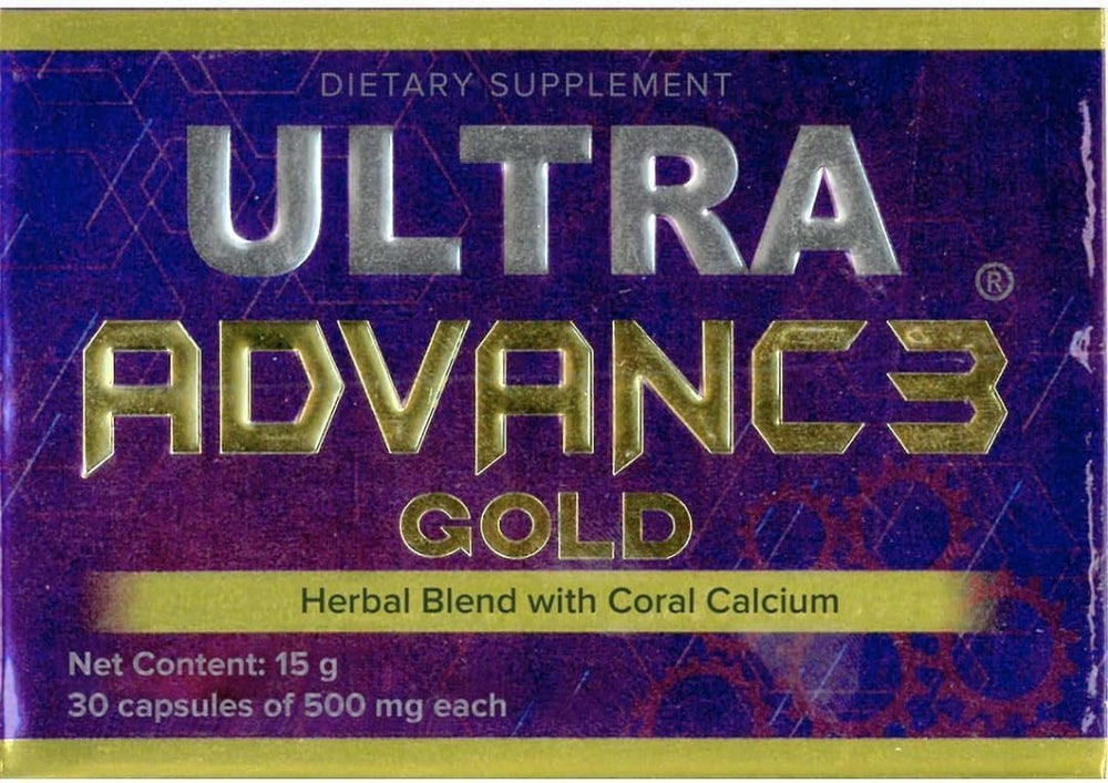 Ultra Advance Gold bottle with purple capsules – main image