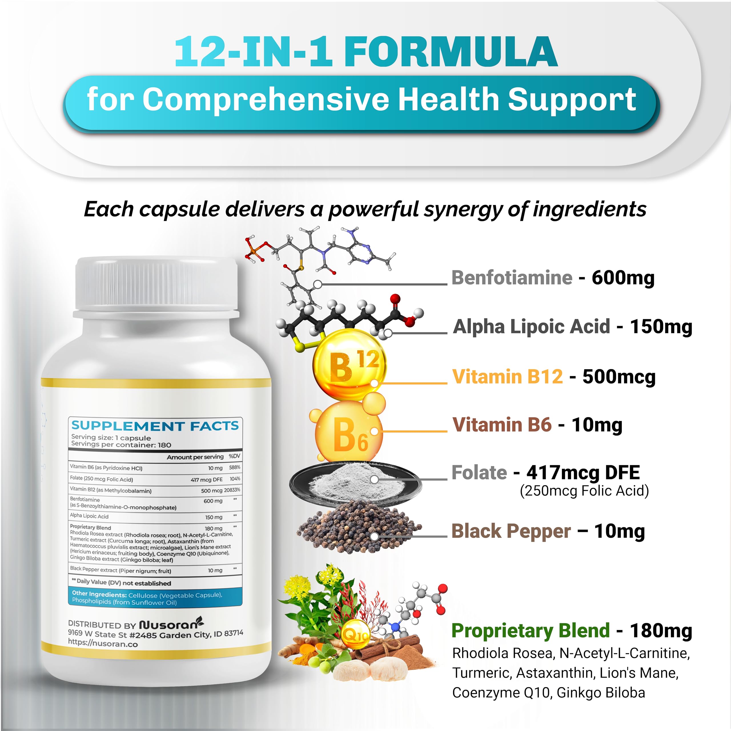 Ultra Benfotiamine capsules at an angle