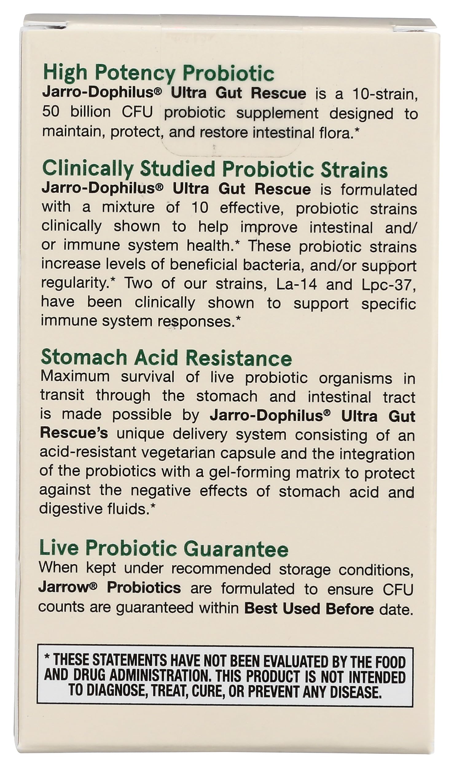 Back label with supplement facts for Ultra Dophilus 60 CT