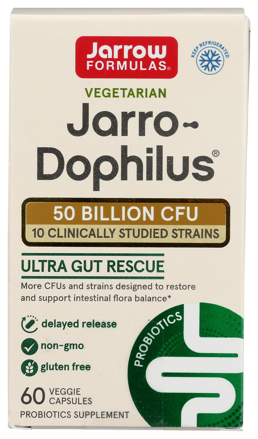 Front view of Jarrow Formulas Ultra Dophilus 60 CT bottle