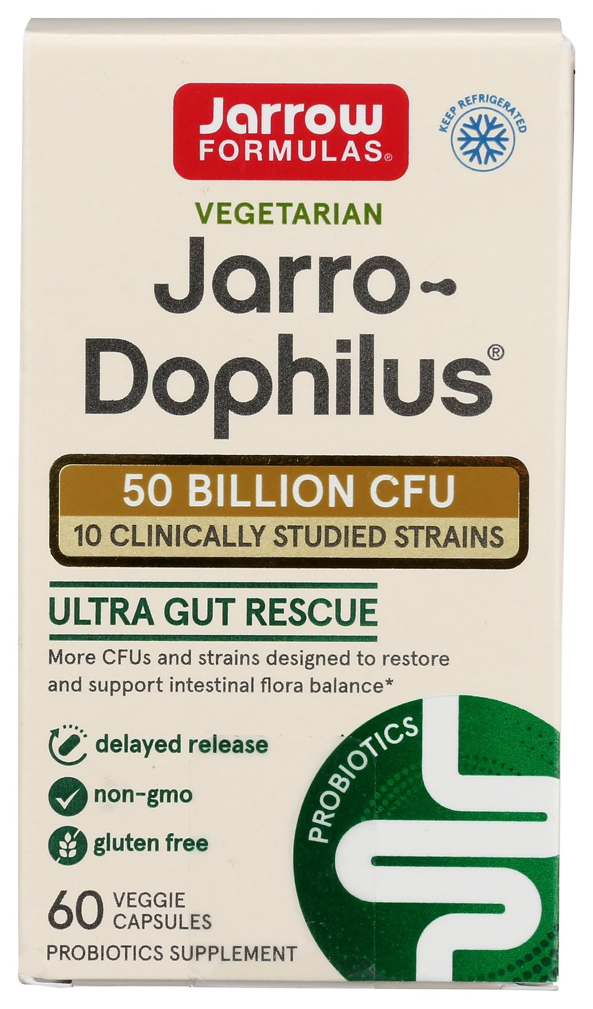 Front view of Jarrow Formulas Ultra Dophilus 60 CT bottle
