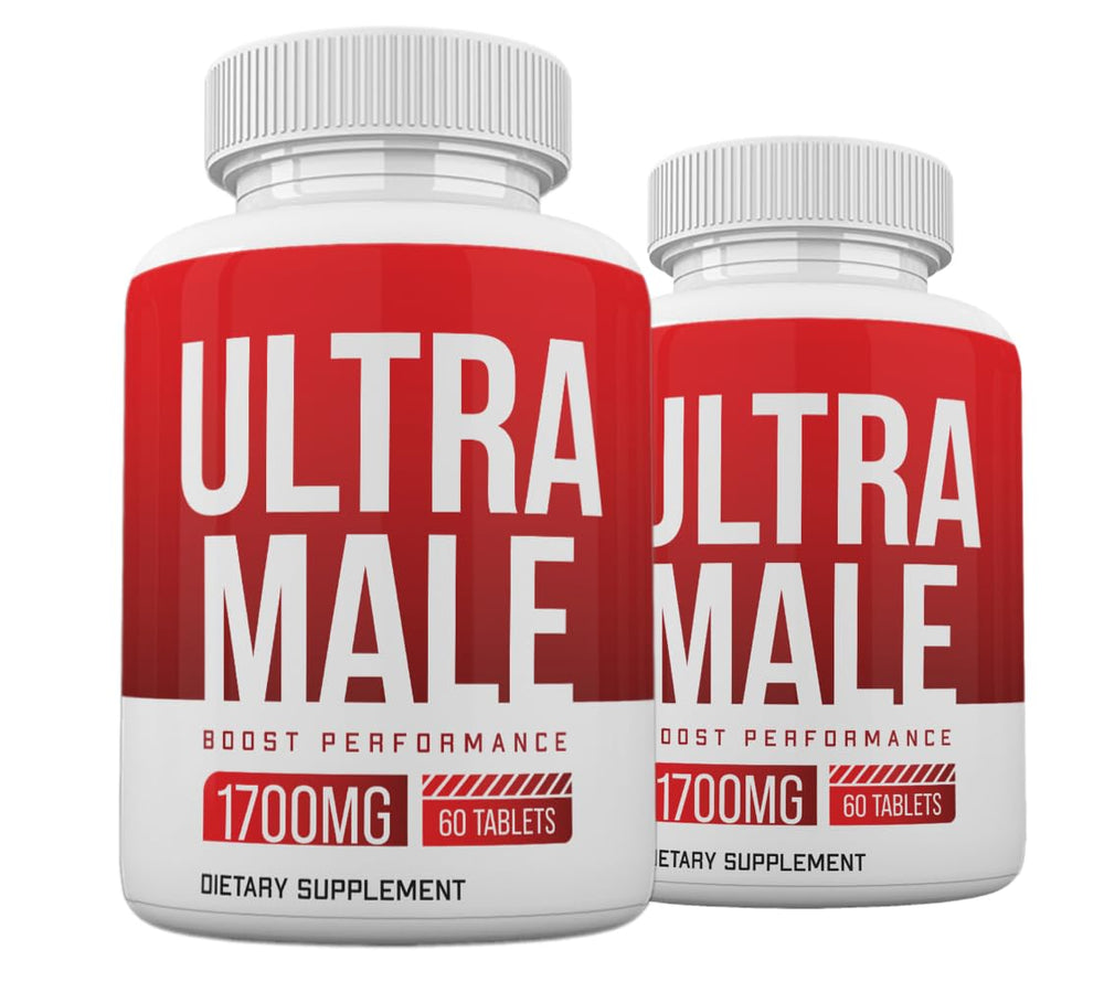 Two-pack Ultra Male Pills bottle and packaging