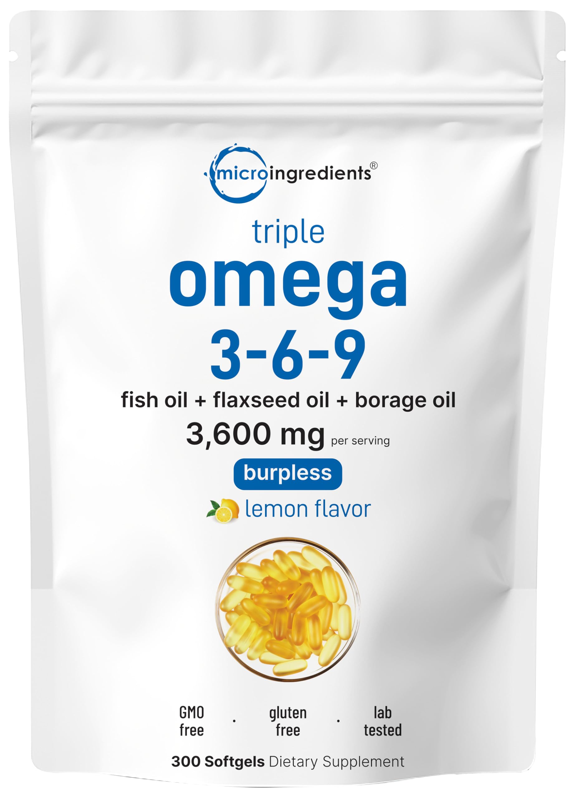 Ultra Omega 3-6-9 softgels lemon flavor burpless enteric coated