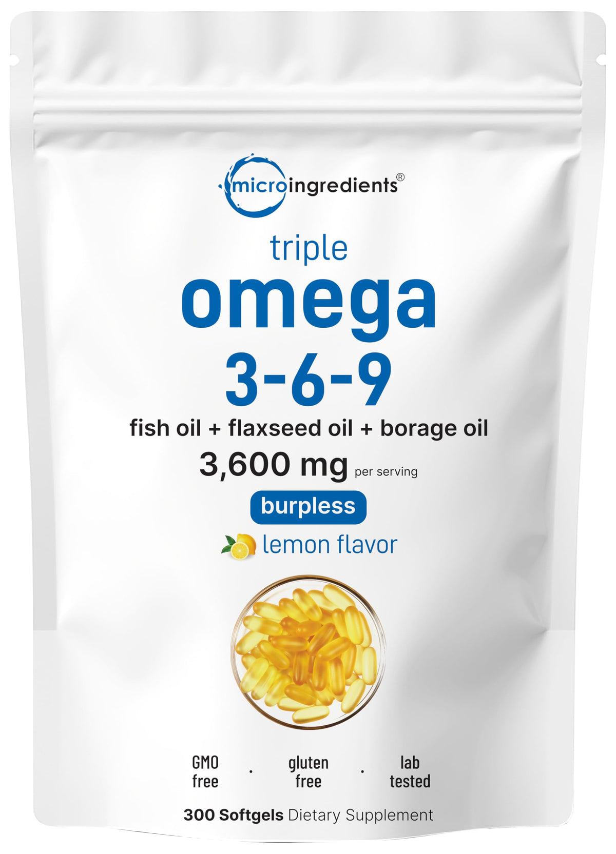 Ultra Omega 3-6-9 softgels lemon flavor burpless enteric coated