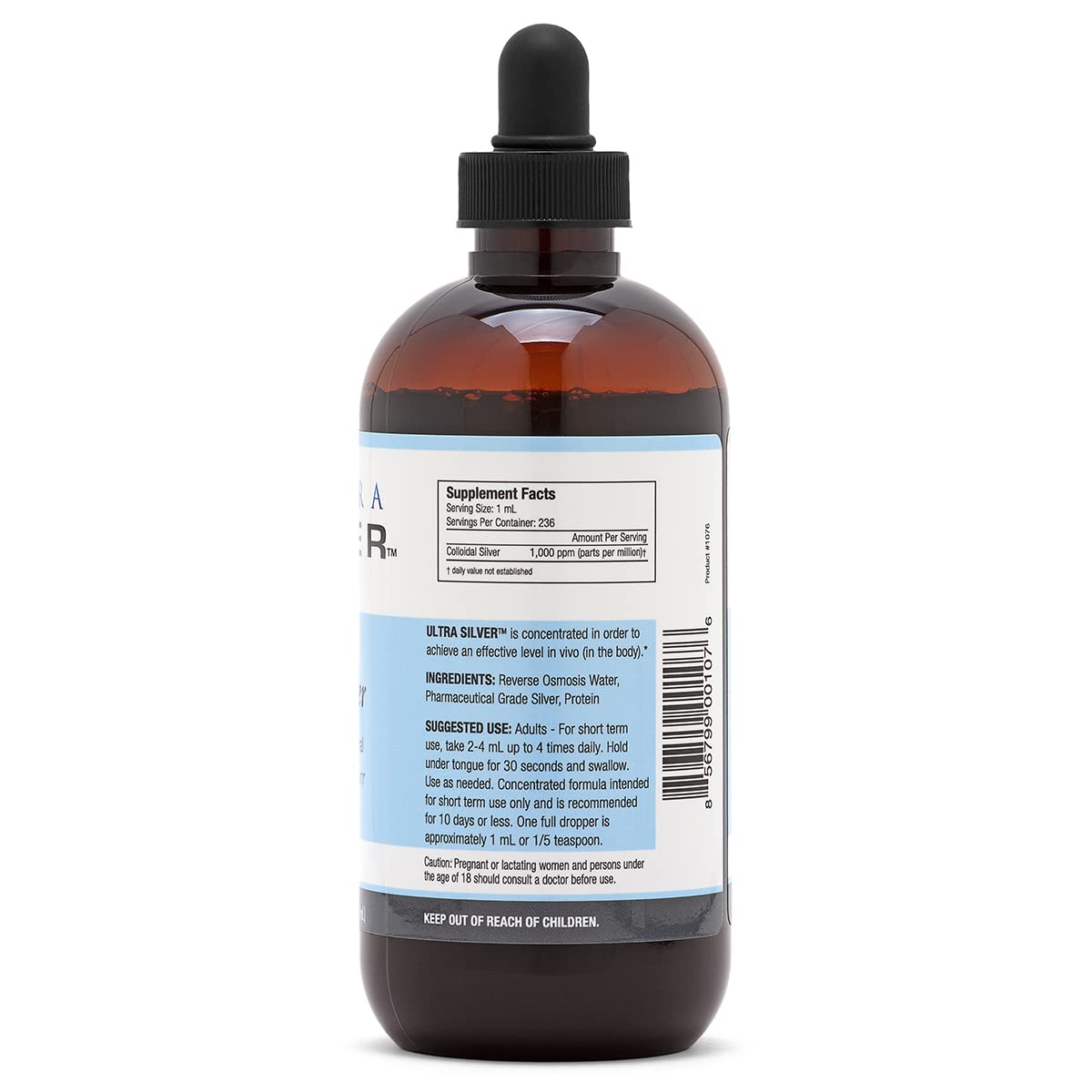 Ultra Silver Colloidal Silver 8 oz bottle with dropper