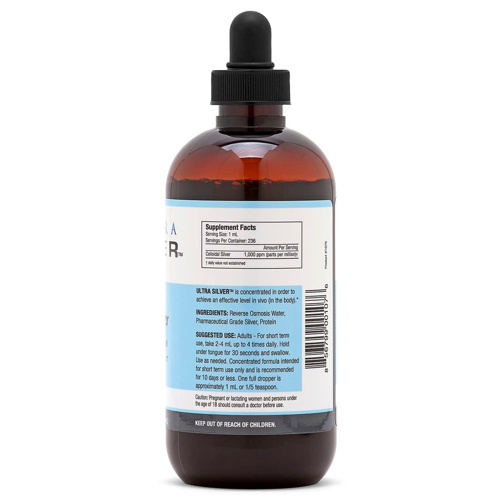 Ultra Silver Colloidal Silver 8 oz bottle with dropper