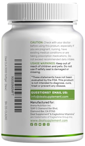 Bottle of Ultra Strength CLA 3000mg 240 Softgels