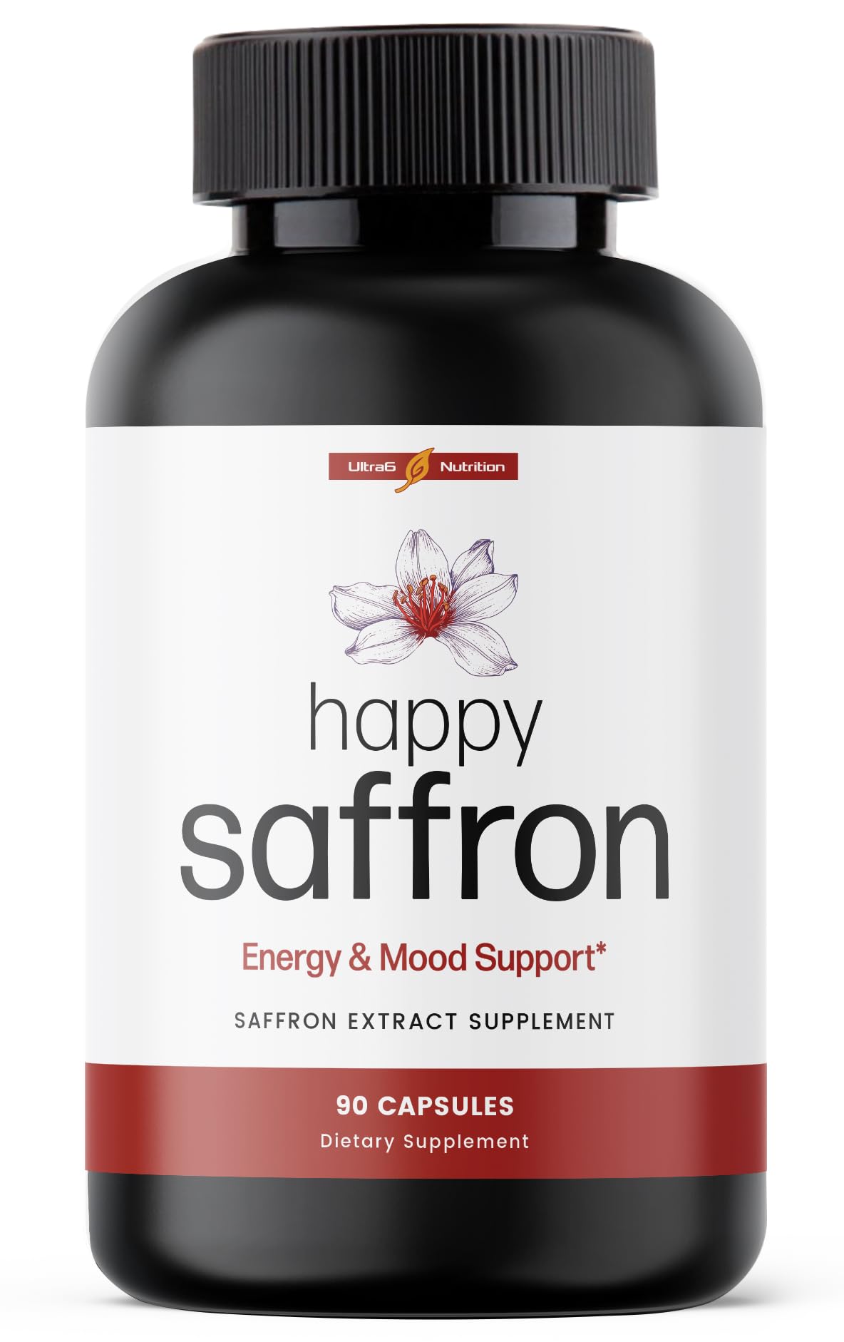 Ultra6 Happy Saffron bottle with 90 servings