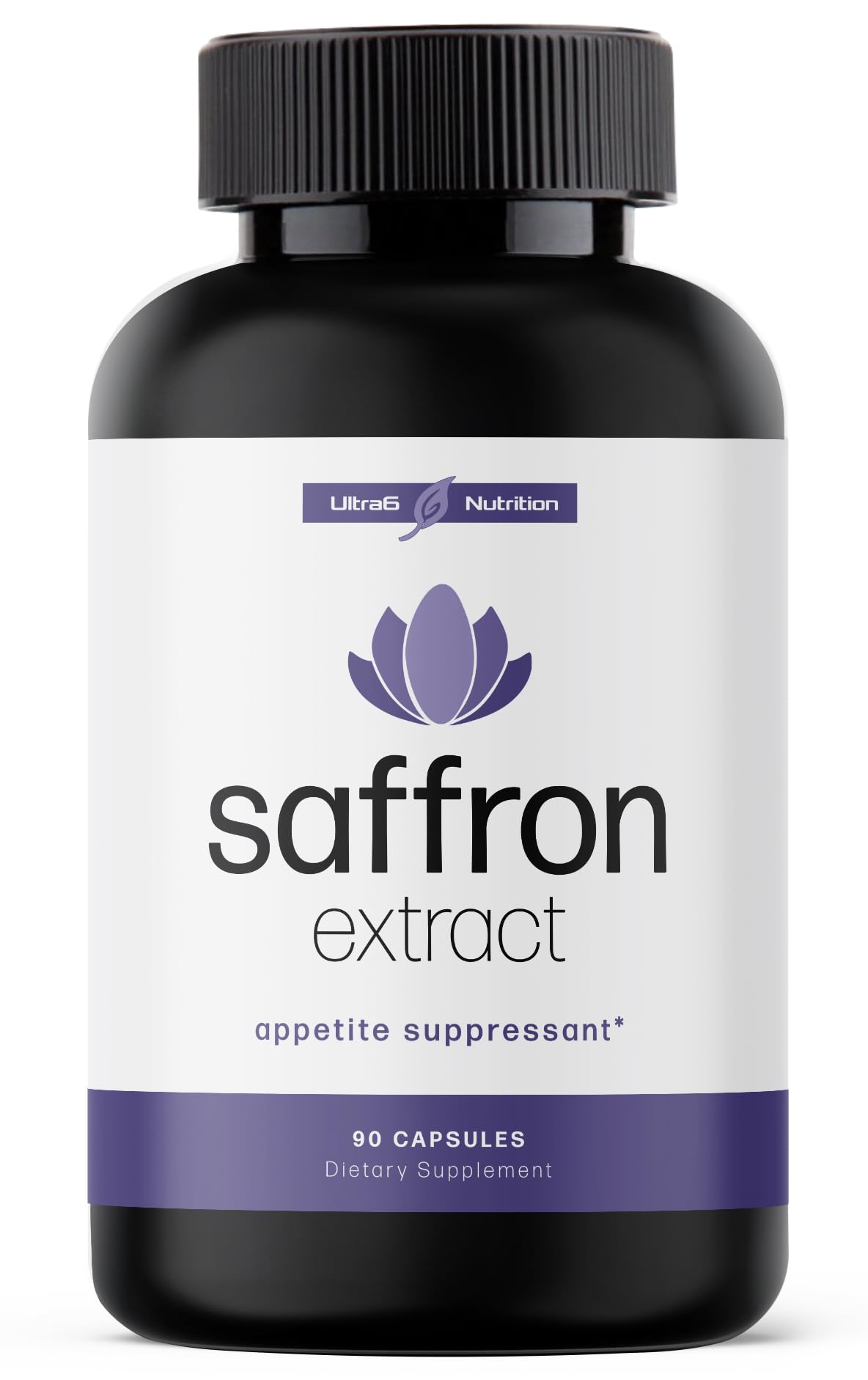 Ultra6 Nutrition Pure Saffron Capsules bottle for daily appetite support.