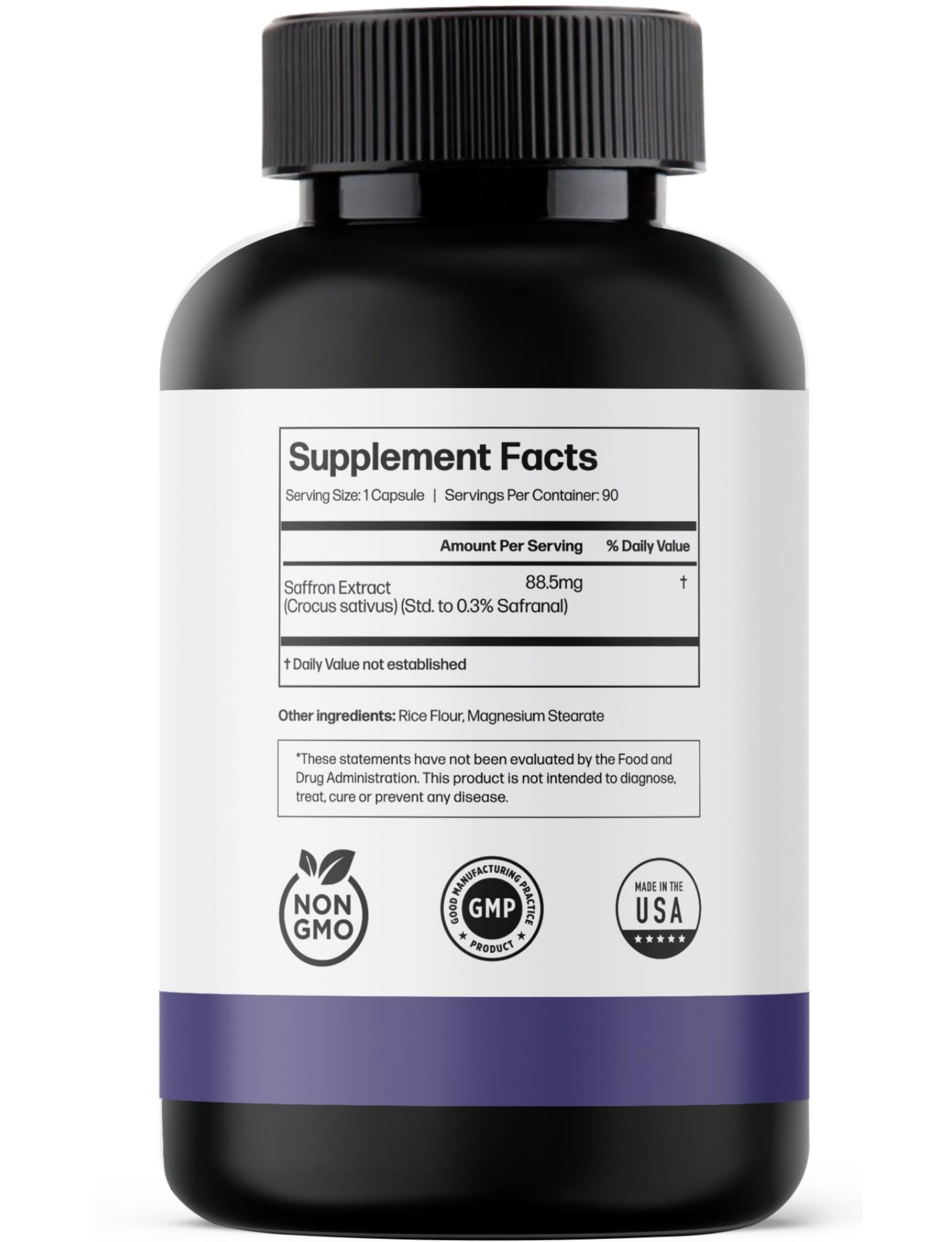 Ultra6 Nutrition saffron capsules on desk setup for wellness routine.