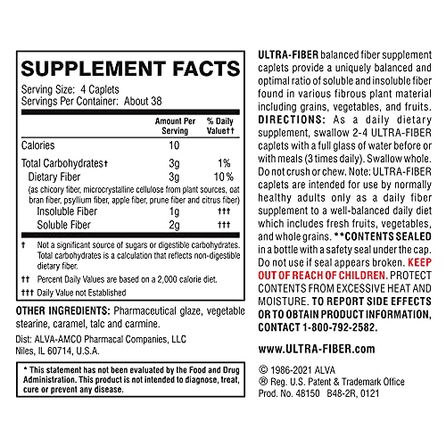 Ultra-Fiber Caplets 150 count packaging
