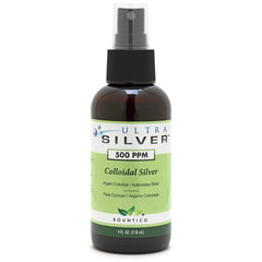 Front view of Ultra Silver Colloidal Silver 4 oz bottle with fine mist spray