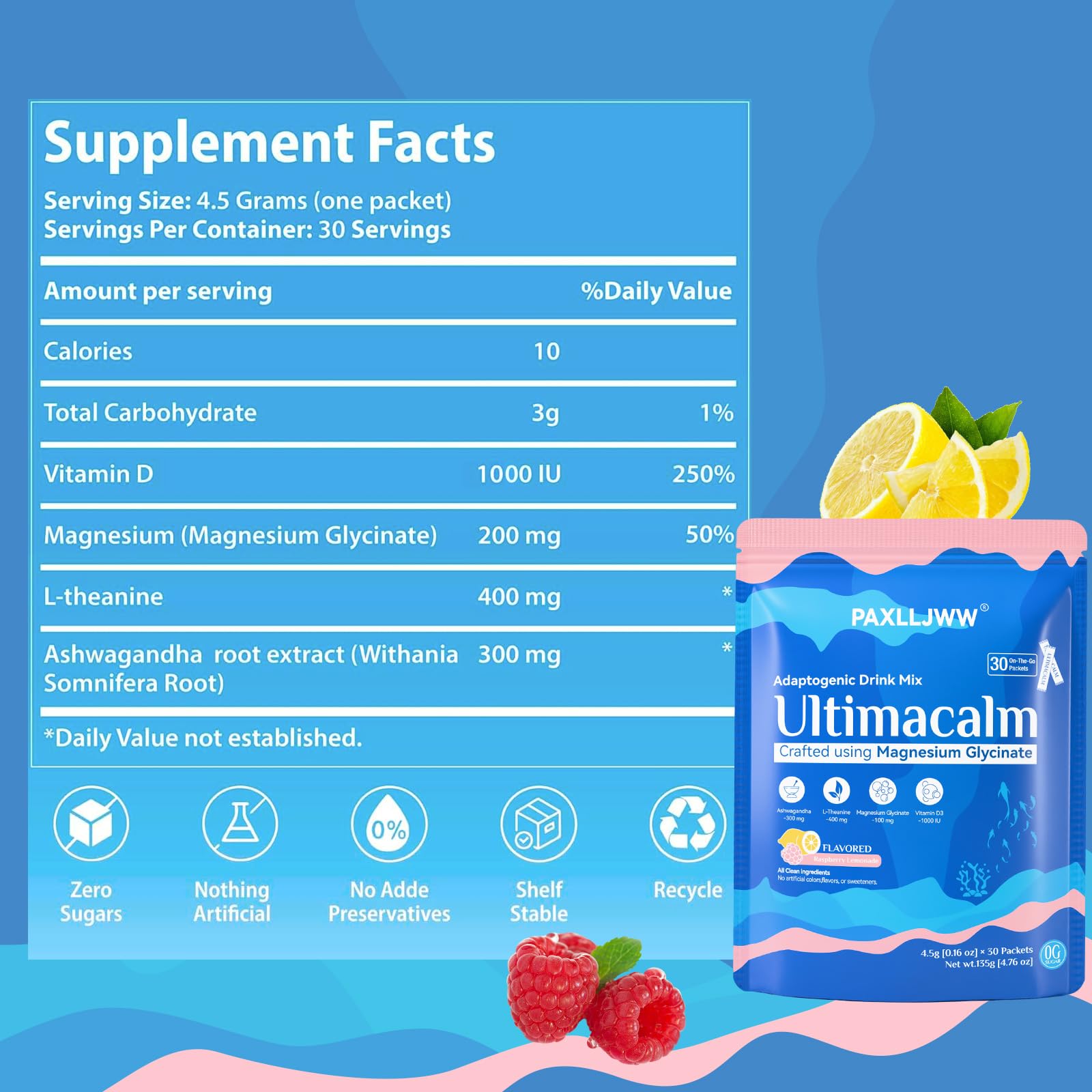 Sugar-free label on UltraCalm product