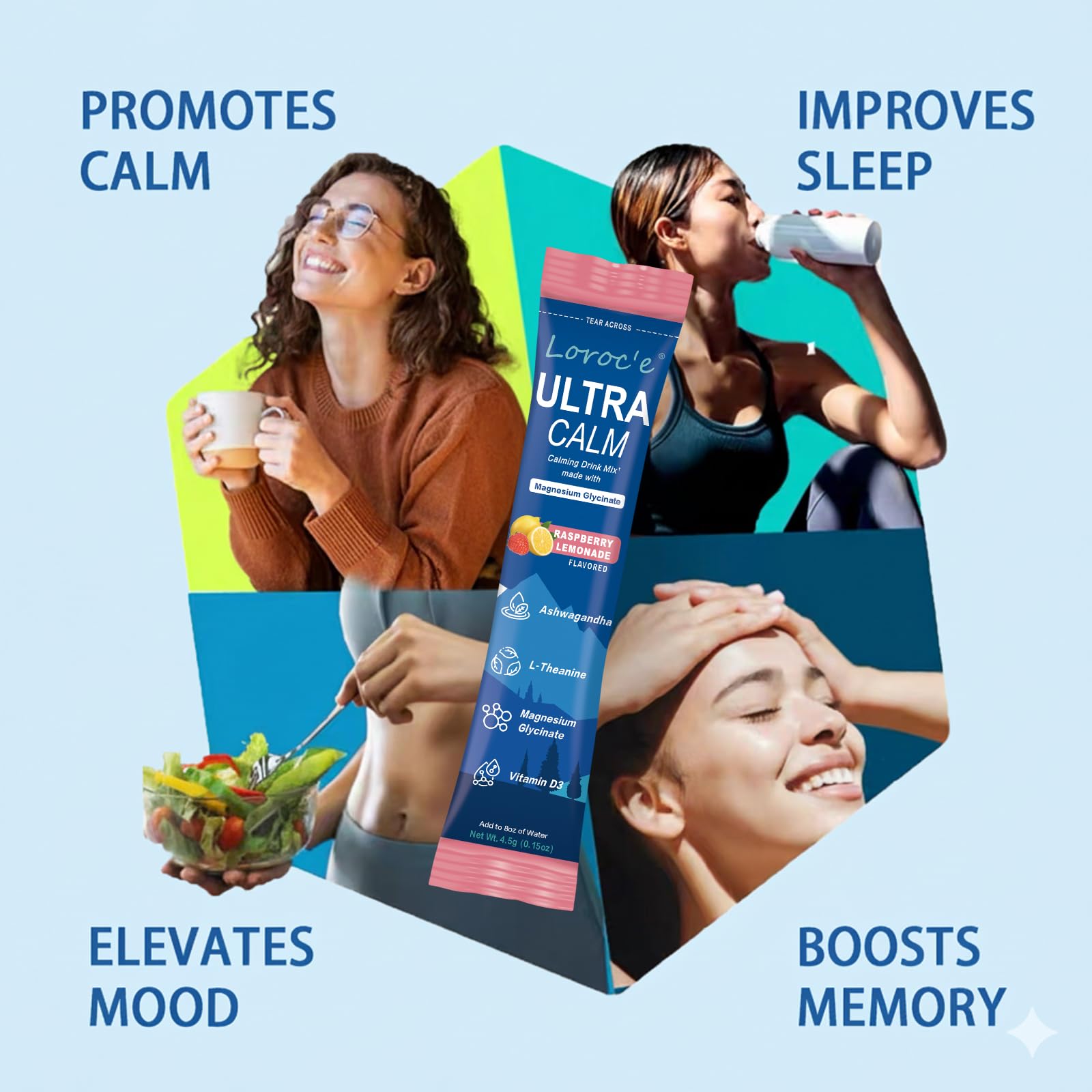 Vitamin D and no sugar label on UltraCalm Raspberry Lemonade