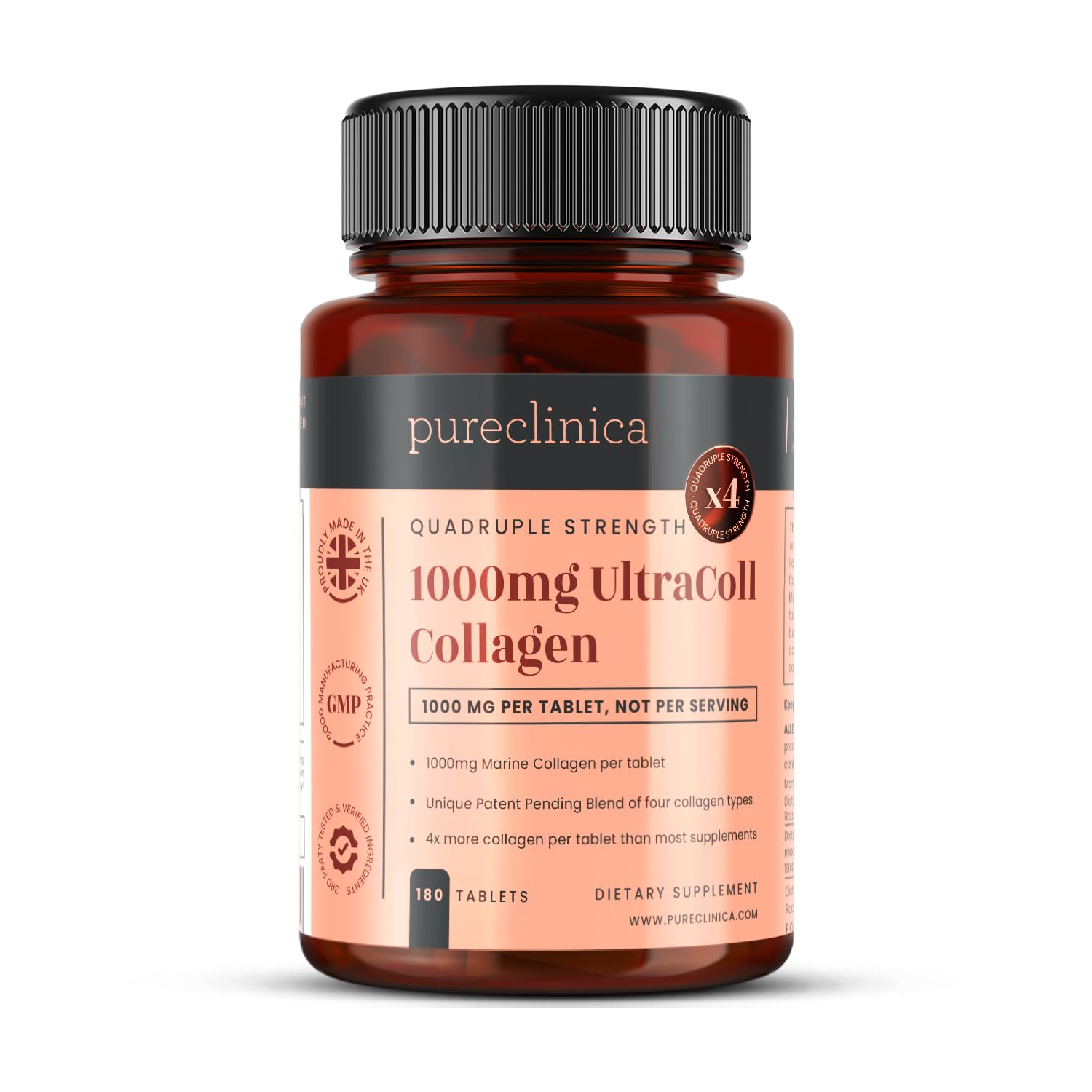 Front view of UltraColl Marine Collagen 1000mg 180 tablets bottle