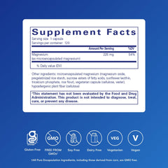 Close-up graphic illustrating UltraMag magnesium microencapsulation for superior absorption