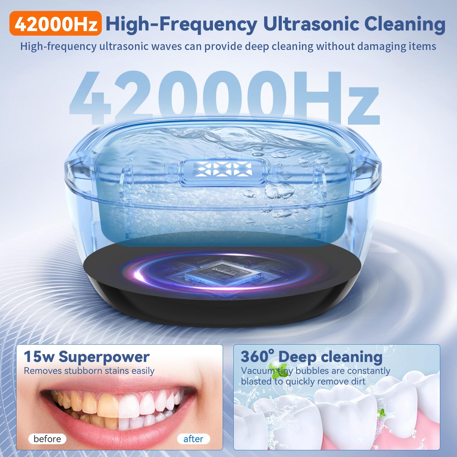 Ultrasonic cleaner with 130ml capacity