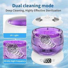 Ultrasonic cleaner with UV lights for enhanced disinfection
