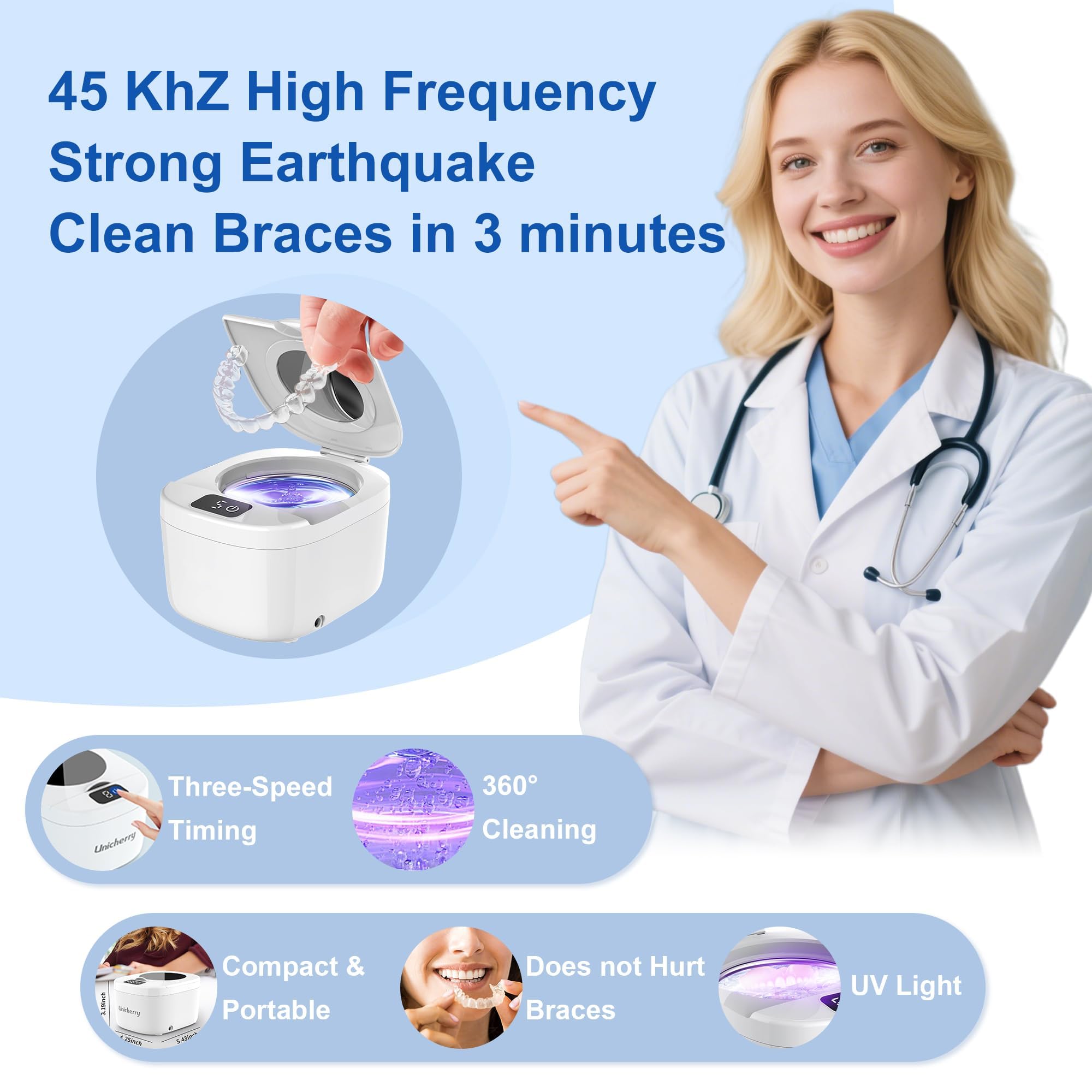 Cleaning dentures with ultrasonic technology
