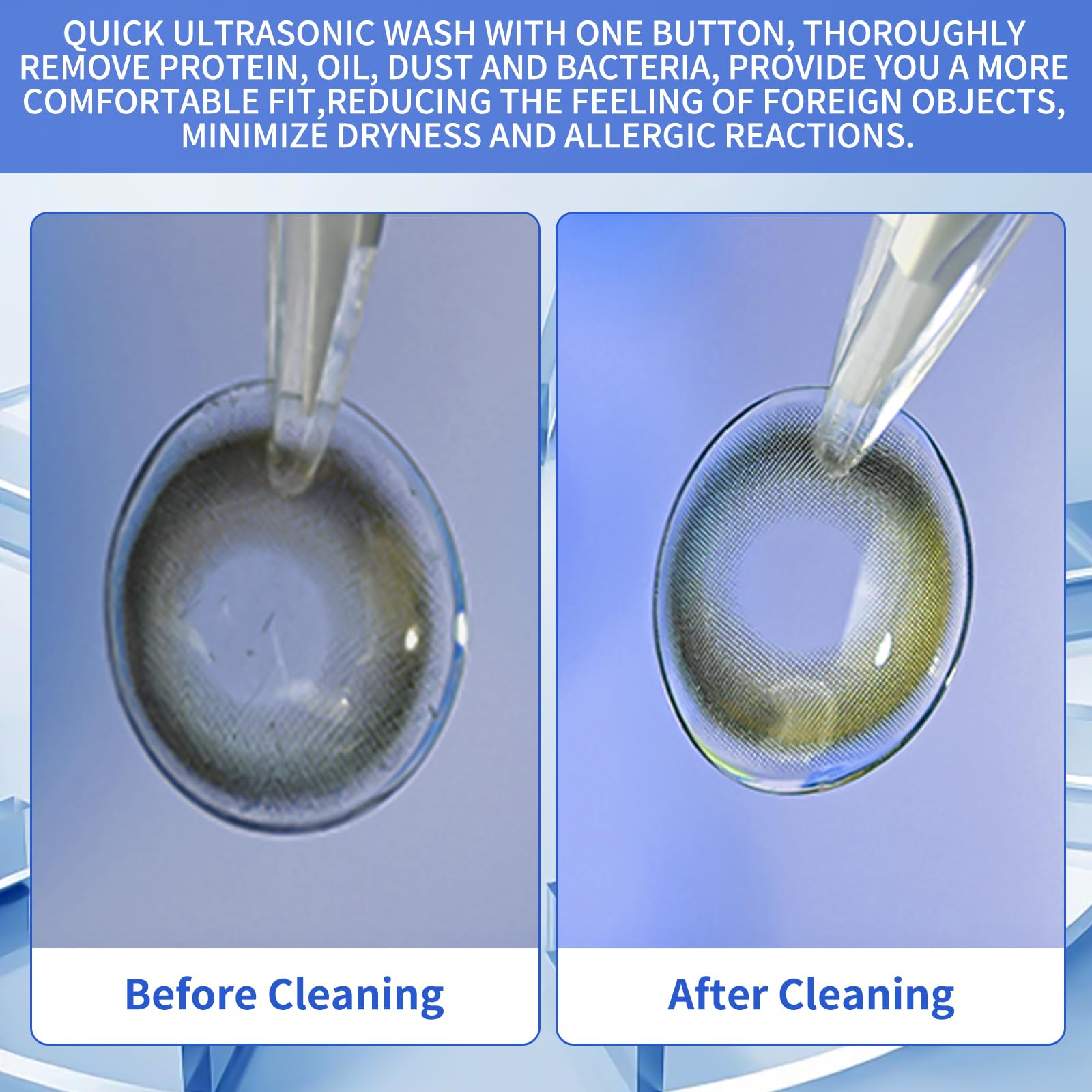 Open cleaning chamber showing lenses inside