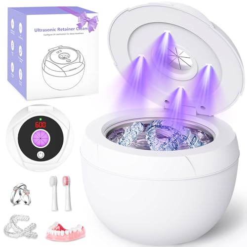 White Ultrasonic Retainer Cleaner with LED indicators