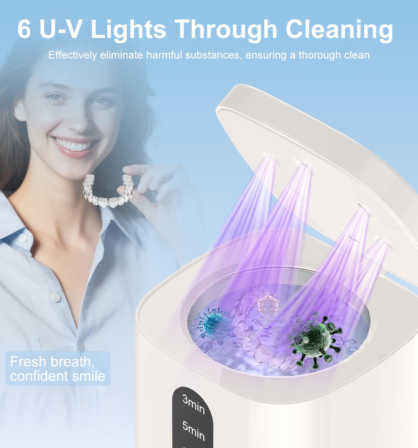 Built-in UV lights for 360-degree deep cleaning