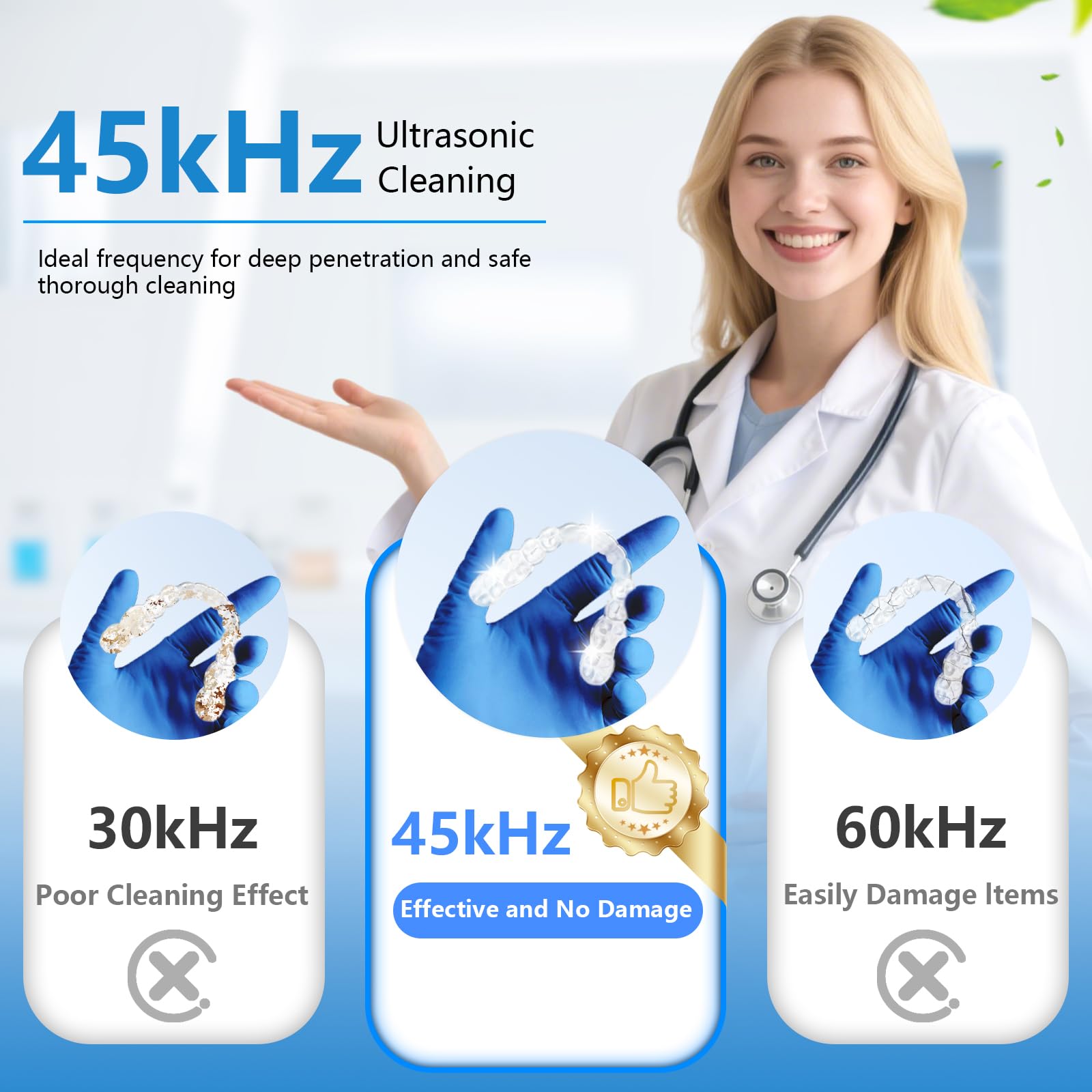 Device compatible with dentures, aligners, mouth guards, and toothbrushes