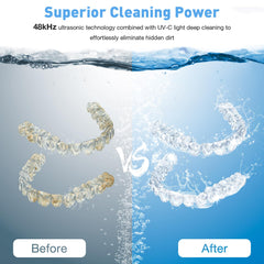 Inside view showing 4 UV lights for cleaning