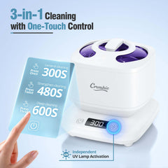 Front view of Ultrasonic Retainer Cleaner showing LCD timer